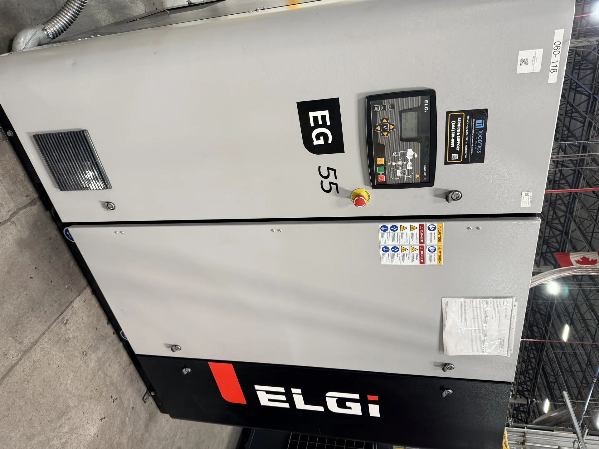 ELGi EG55 rotary screw air compressor installation